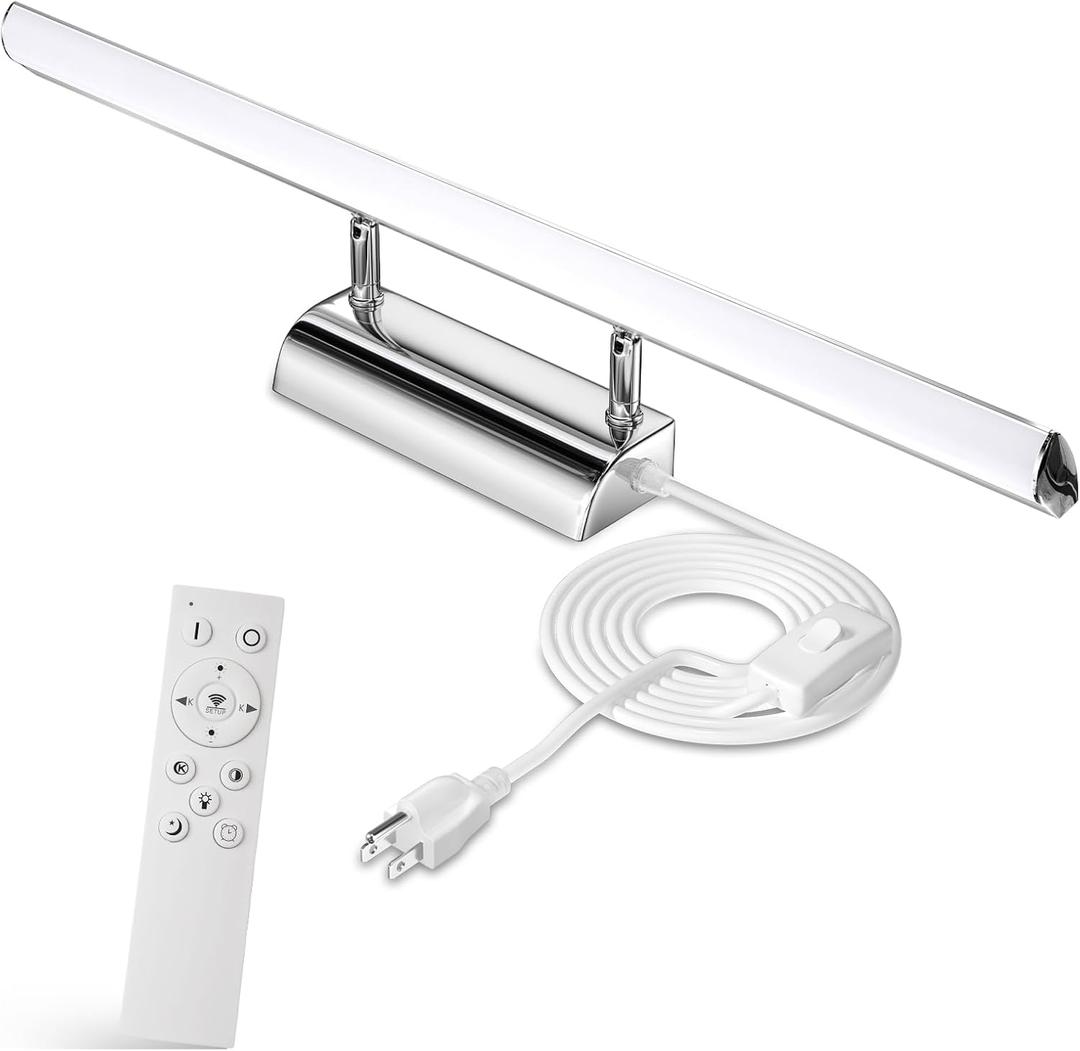 Bonlux 9W Bathroom LED Vanity Light 22 inch, 3 Color Adjustable 3000K/ 4000K/ 6000K, Dimmable Wall Mounted Plug in Light Fixture with Remote Control Memory Function for Cabinet Mirror Lighting