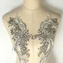 Silver Rhinestons Appliques, Beaded Appliques Embellishments,sew on for Dresses,Banquet Evening Gown, Photograph Shot,scrafts Decoration by Pair, Silver