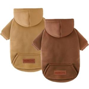 2 Pack Dog Hoodie Warm Hood Dog Sweater Cold Weather Small Dogs Sweatshirt Comfort Pet Clothes for Small Medium Dogs with Pockets Cats Chihuahua Clothes for Male Female Girl Boy Sporty Daily Wear, XXS