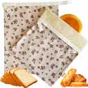 2 Pack Beeswax Bread Bags for Sourdough,Reusable Cotton Beeswax Bag for Homemade Bread,Freezer-Friendly & Freshness Preservation Storage to Keep Fresh (Brown)