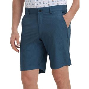 M MAELREG Golf Shorts Men Print Quick Dry 9" Stretch Lightweight Water-Resistant Flex Flat Front Fashion Mens Shorts Casual (Dark Blue Interlacing)