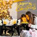 Funrous 16 Pcs Gold Black Christmas Bags with Tissue Paper Xmas Black and Gold Gift Bags Metallic Gold Black Goody Treat Bags with Handles for Christmas Thanksgiving Candy Cookies Party Supplies