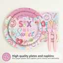 96 Pcs Sweet Sassy and 6 Birthday Decorations Donut 6th Birthday Party Decorations for Girls Colorful Donut Plates and Napkins 6 Years Old Disposable Party Supplies Serves 24