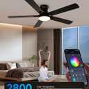 Ceiling Fans with Lights 52 inch,Flush Mount Low Profile,Smart Remote & App,RGB LED,Dimmable 3CCT,6-Speed Reversible,Sleek Ceiling Fan for Bedroom Living Room Apartment Nursery,Black
