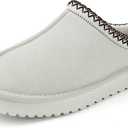 Mishansha Fuzzy Suede Slippers for Women Winter Warm Fur Lined House Shoes Slip-on Cozy Mini Boots for Indoor Outdoor Sand Beige, Size 7.5