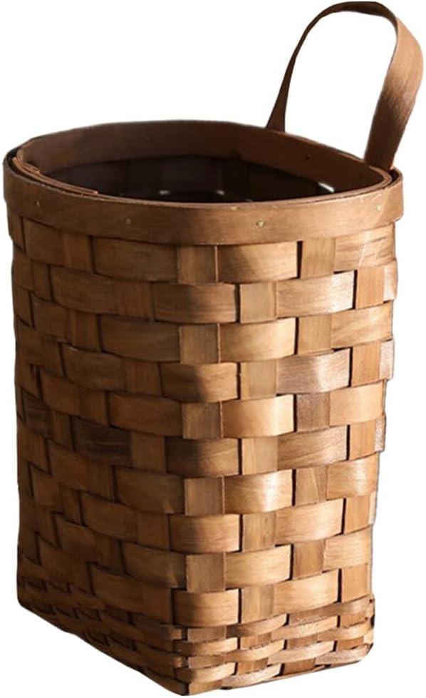 UPKOCH Wooden Basket - Rustic Woven Hanging Basket for Flowers, Chopsticks, Potatoes, Onions, Sundries Storage, Willow and Rattan, 9.82x6.68x5.31in
