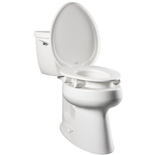 Bemis Assurance 3" Raised Toilet Seat for Seniors, Made in USA, Clean Shield Guard, Secure Hinges, Round, White