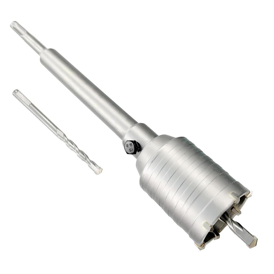 2" Concrete Hole Saw, 50mm Tungsten Steel Core Bit for Cinder Block, Brick, Rock, Plank Walls for Pipes or mini Split Lines, with SDS Plus Shank and 2 Center Positioning Drill Bits.