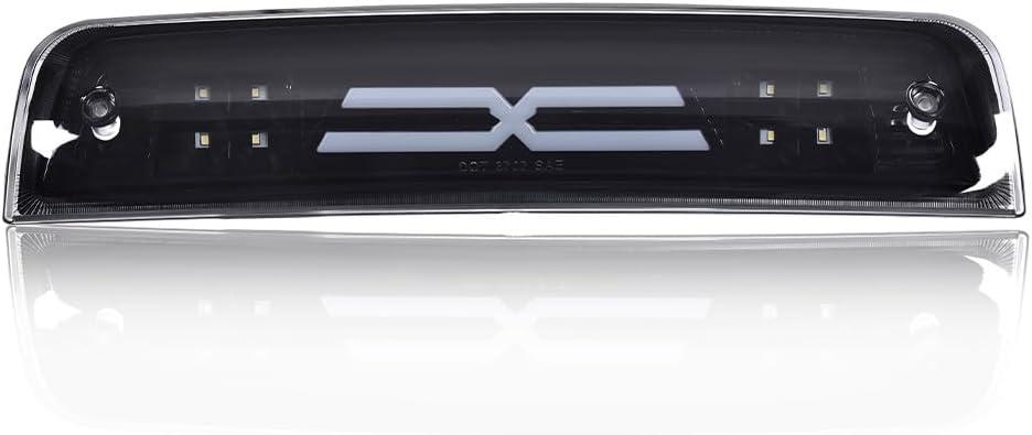 PIT66 LED Bar 3rd Brake Light Compatible with Dodge Ram 1500 2500 3500 2009-2017 High Mount Stop Light Rear Cargo Lamps X Type Smoked Lens Black Housing