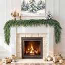 9 Ft Christmas Garland Real Touch Norfolk Pine Garland Christmas Decorations Faux Realistic Winter Pine Garlands for Mantle, Table, Stairs, Doorframe, Fireplace Indoor Outdoor Holiday Xmas Decor