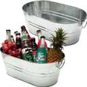 2 Pack Galvanized Tub 4 Gallon Ice Bucket with Handle Large Metal Drink Buckets for Parties Beer Beverage Tub with Carry Handles for Champagne Cocktails Wine Cooling for Mimosa Bar Supplies