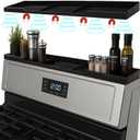 Silicone Magnetic Stove Shelf For Back Of Stove - Over The Stove Shelf, Magnetic Stove Top Shelf, Over The Stove Spice Rack, Oven Shelf For Top Of Stove, Heat Resistant, Includes 6 Extra Plates, Black