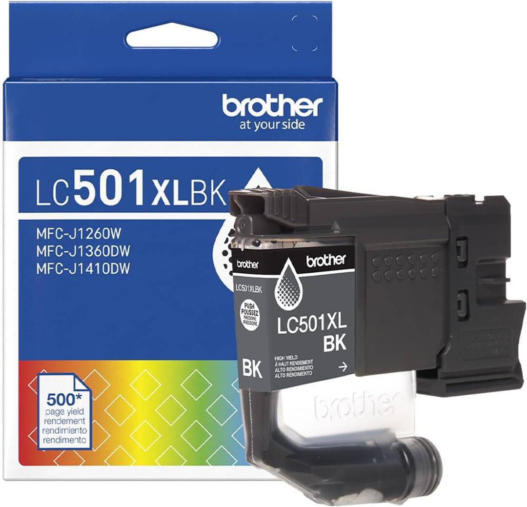 Brother Genuine LC501XLBK High Yield Black Ink Cartridge (for use with Work Smart 1260, 1360, and 1410 Printers)
