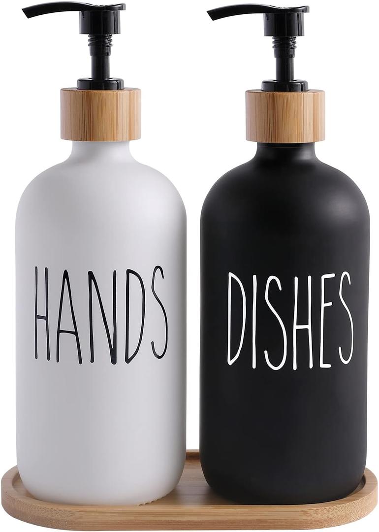 MOMEEMO Soap Dispenser Set, Contains Hand and Dish Soap Dispenser, Suitable for Kitchen Decor. (Black & White)
12.3 ounces
