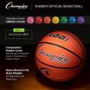 Champion Sports Rubber Basketballs Durable Indoor & Outdoor Training & Recreational Game Balls, Multiple Sizes & Colors
