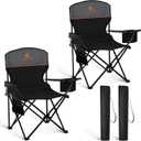HIGH POINT SPORTS 2 Pack Portable Camping Chair for Adults, Folding Outdoor Camp Chair Lightweight Lawn Chairs Folding Collapsible Chair for Camping, Tailgates, Beach, Black, Support 250 lbs