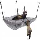 Ferret Hammock for Cage - Plush Double Bunk Bed Hanging Clips - Perfect for 2 or More Small Pets! (Rats, Ferrets, Hamsters, Guinea Pigs, Chinchillas & Squirrels) - Grey