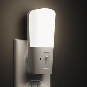 L LOHAS LED Dimmable Night Light[2 Pack], Plug in Night Lights with Dusk to Dawn Sensor, Daylight 5000k from 5-80 LM Brightness Adjustable, Bright Mini Wall Nightlight for Kids Room, Stairway