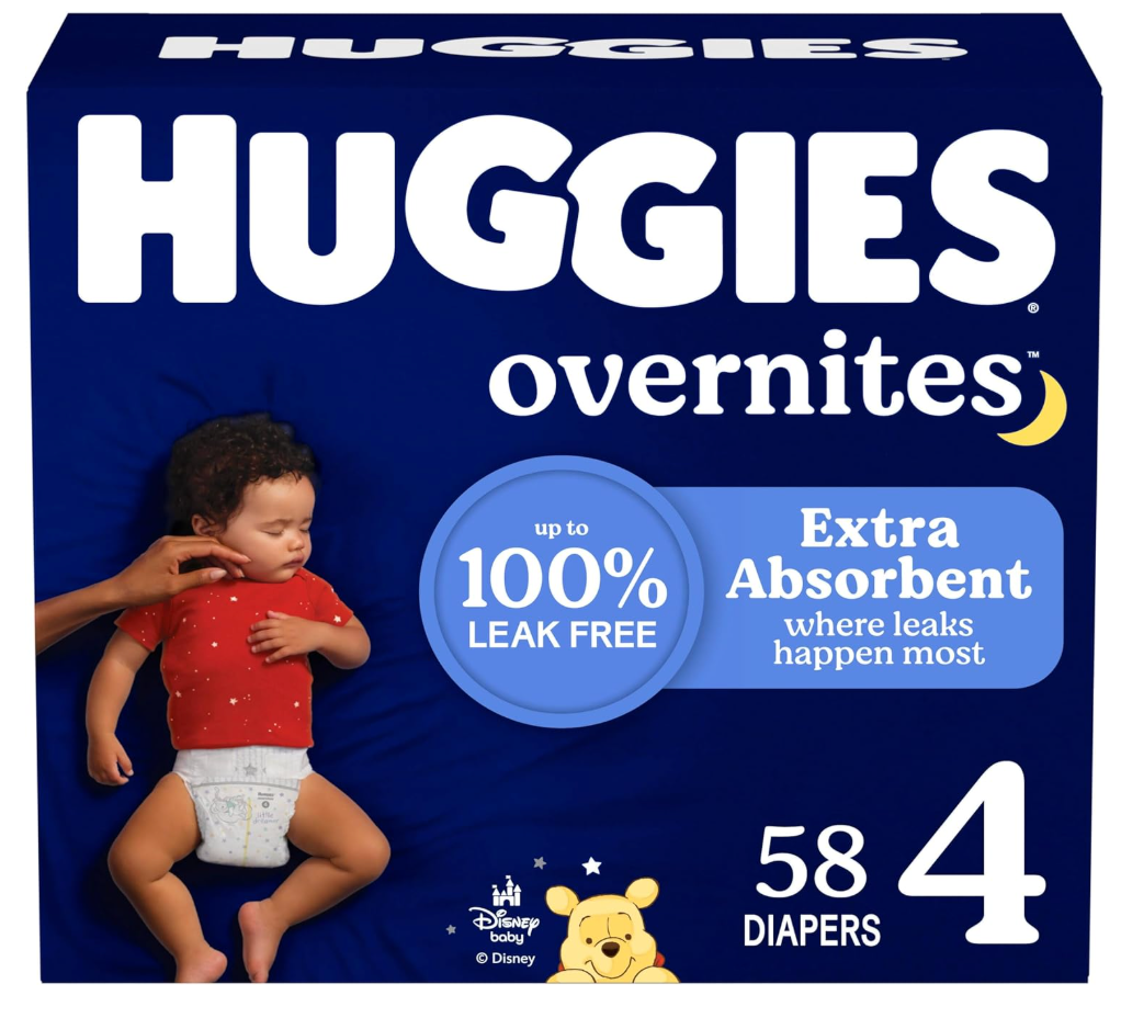 Huggies Overnites Size 4 Overnight Diapers (2237 lbs), 58 Ct, 