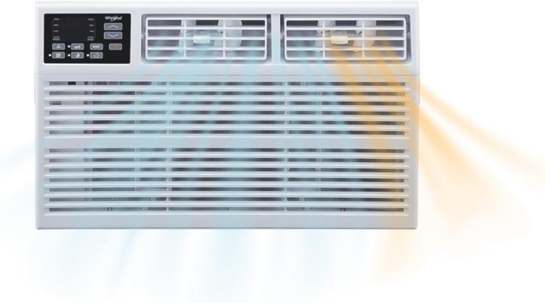 Whirlpool 23,200 BTU 230V Window Air Conditioner with Supplemental Heat, Window Mounted AC Unit with Heater for Apartment, Living Room, Bedroom, Large Rooms up to 1500 Square Feet