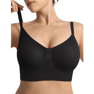 Bralettes for Women with Support Comfortable Bras No Underwire Seamless Everyday Bras Black, 2XL
