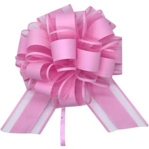 6 Pieces Large Pull Bows, Pink Gift Bow, 6 inches, Party Gift Wedding Ribbon Bows for Wrapping Boxes or Flower Decorations, Day Present Decoration Bow (Pink)