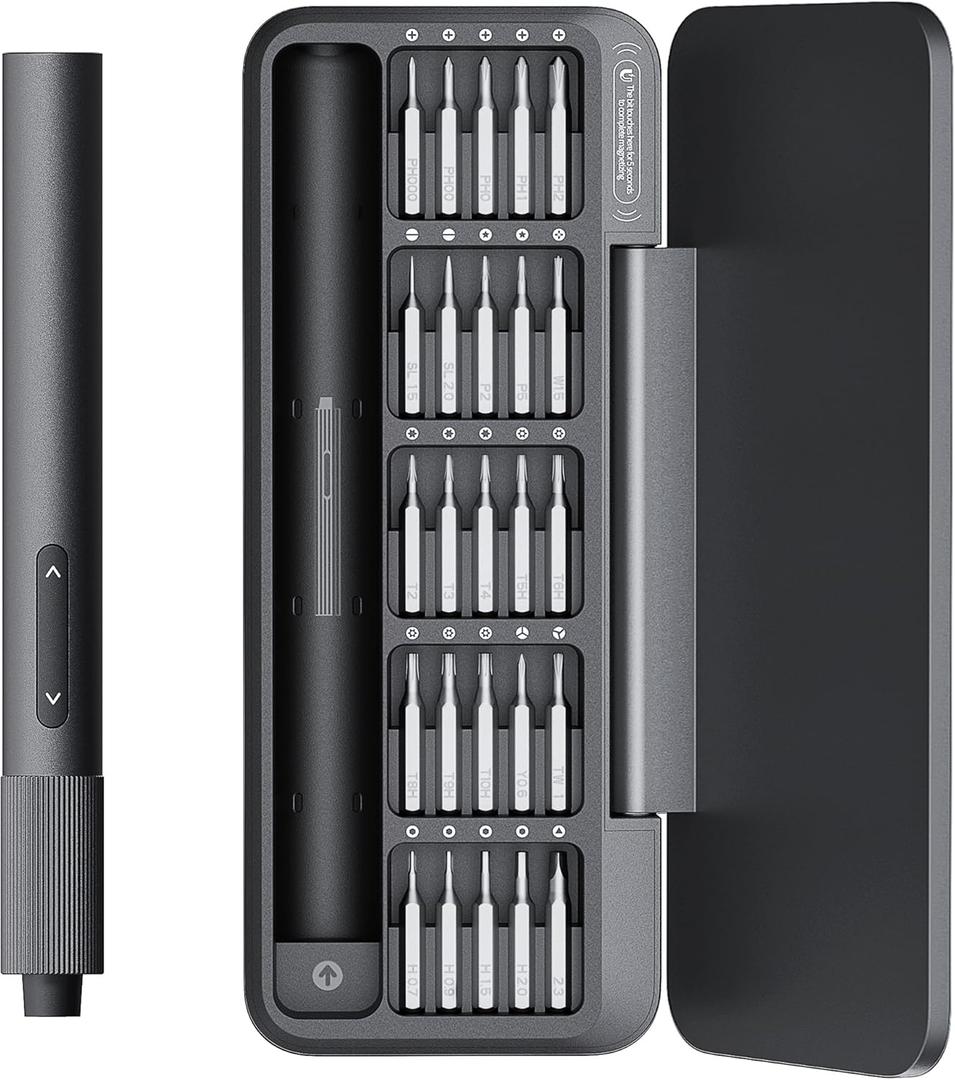 HOTO 25-in-1 Mini Electric Screwdriver, 3.7V Precision Screwdriver Set, USB-C Rechargeable, Compact Magnetic Tool for Phone, Laptop, Camera, DIY Projects, Electronics Repair