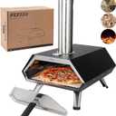 SKY FISH Cyber Outdoor Pizza Oven 12 inch pizzaPortable Stainless Steel wood pellet fired Backyard Pizza Oven Automatically 360 Degree Roating Pizza stone,Portable stonebaked Pizza Maker (Black, A)