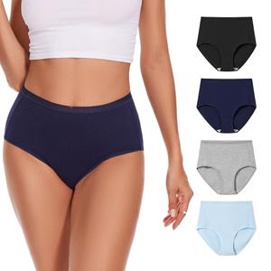 High Waisted Cotton Underwear for Women Lace Full Coverage Panties Soft Stretch Ladies Briefs (Multipack), M