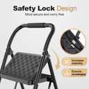 HBTower 3 Step Ladder, 3 Step Stool for Adults, 3 Step Ladder Folding Step Stool with Cushioned Handle Step Ladder with Wide Pedal Ergonomic Design,Black