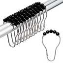 Titanker Shower Curtain Hooks Rings, Rust Resistant Metal Double Glide Shower Hooks Rings for Bathroom Shower Rods Curtains, Set of 12 Hooks - Nickel