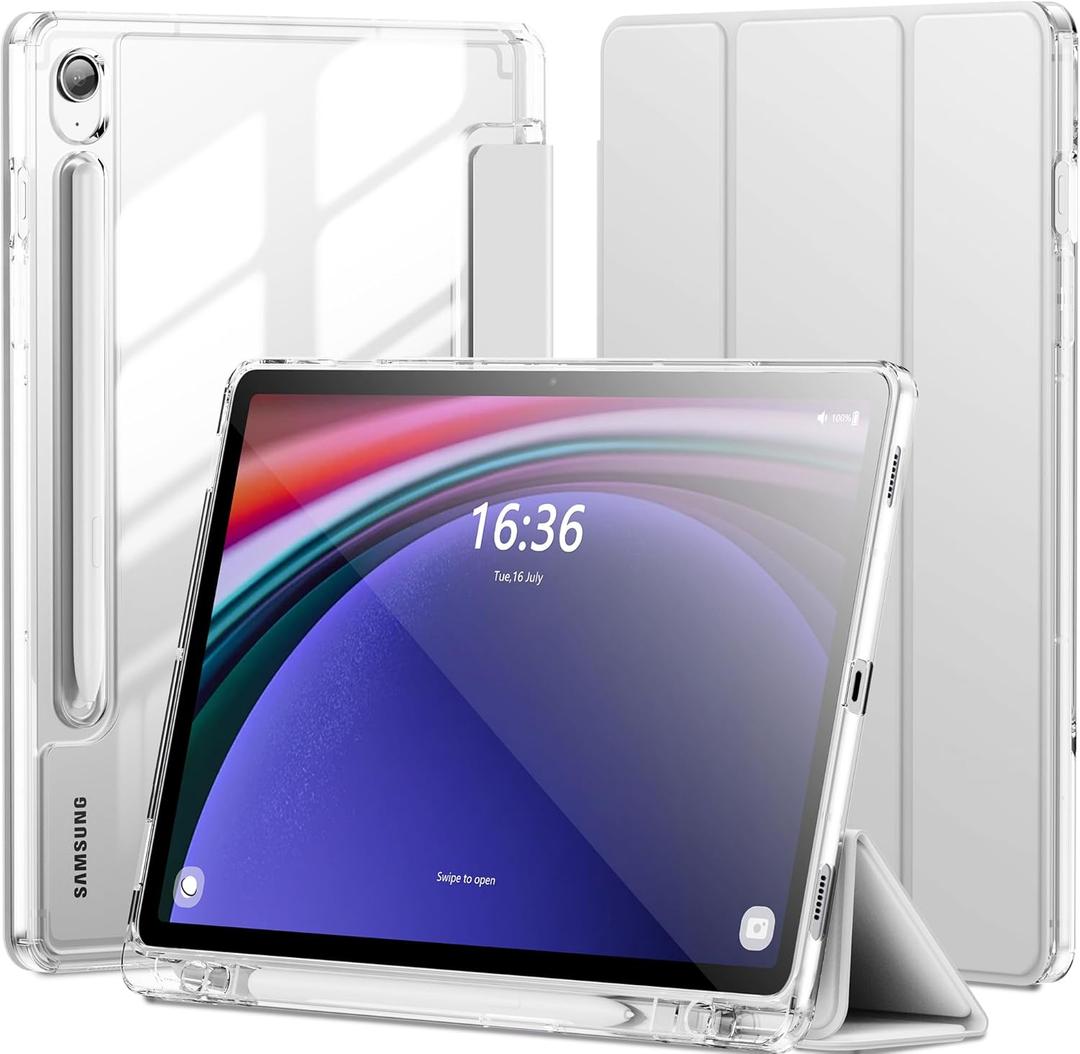 INFILAND Case for Samsung Galaxy Tab S10 Lite /S10 FE/ S9 FE 5G 10.9 Inch/Tab S9 11 Inch with S Pen Holder, Slim Clear Protective Cover Support Auto Wake/Sleep (Clear)