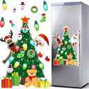 Christmas Refrigerator Magnets Magnetic Christmas Tree Magnets for Refrigerator Stickers Decoration Xmas Stickers for Fridge Santa Reindeer Holiday for Fridge Metal Door Garage