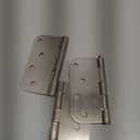 4 Inch Door Hinges 3 Pack, Brushed Nickel Interior Door Hinges with 5/8" Radius Corners, Heavy Duty 4"x4" Satin Nickel Hinges for Residential Front Door, Silver Finish