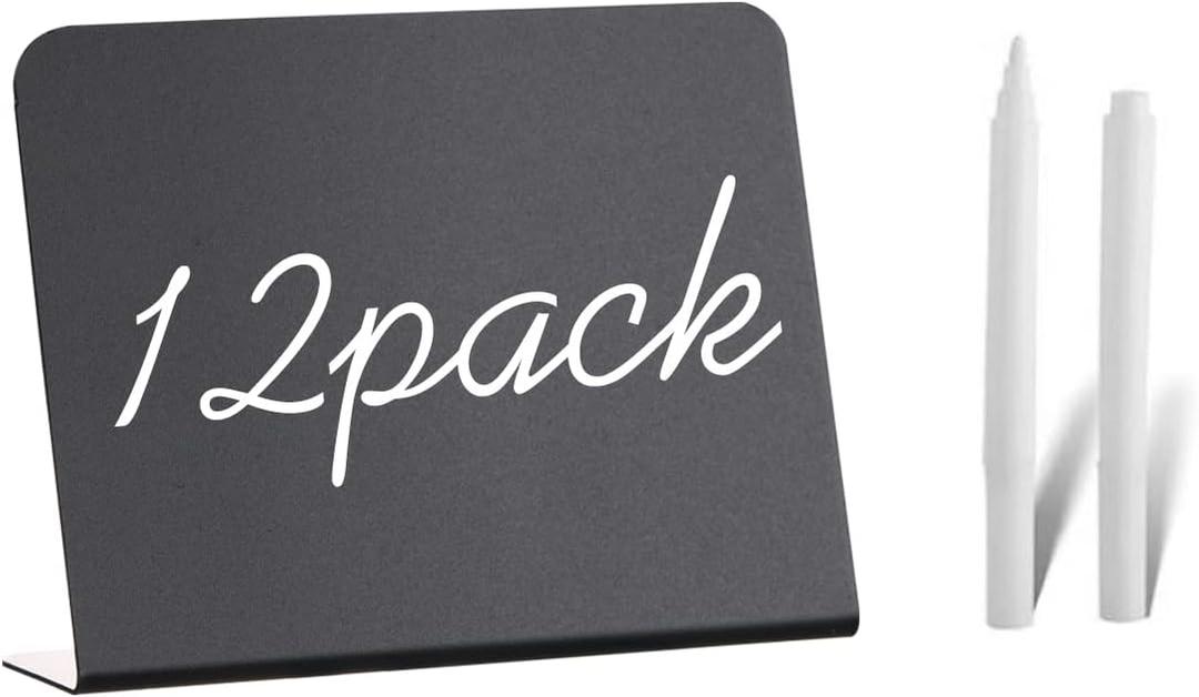 12 Pack 4"x3"Mini Chalkboard Signs for Chalk Sign for Food - Party - Buffet - Table Sign Chalkboard - Wedding - Bakery - Small Chalkboard Sign - Mini Chalkboards for Food
