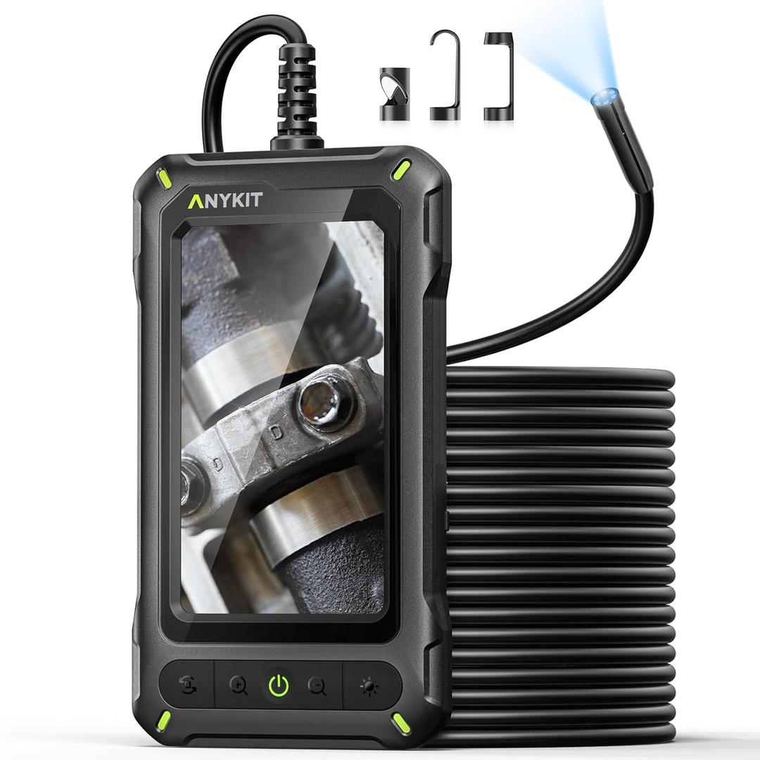 Borescope Inspection with Light, Industrial Endoscope Camera with 4.3 HD Screen, Waterproof Digital Snake Camera, Semi-Rigid Cable Bore Scope for Home Pipe, Engine, Inside Wall, Duct (11.5 FT)