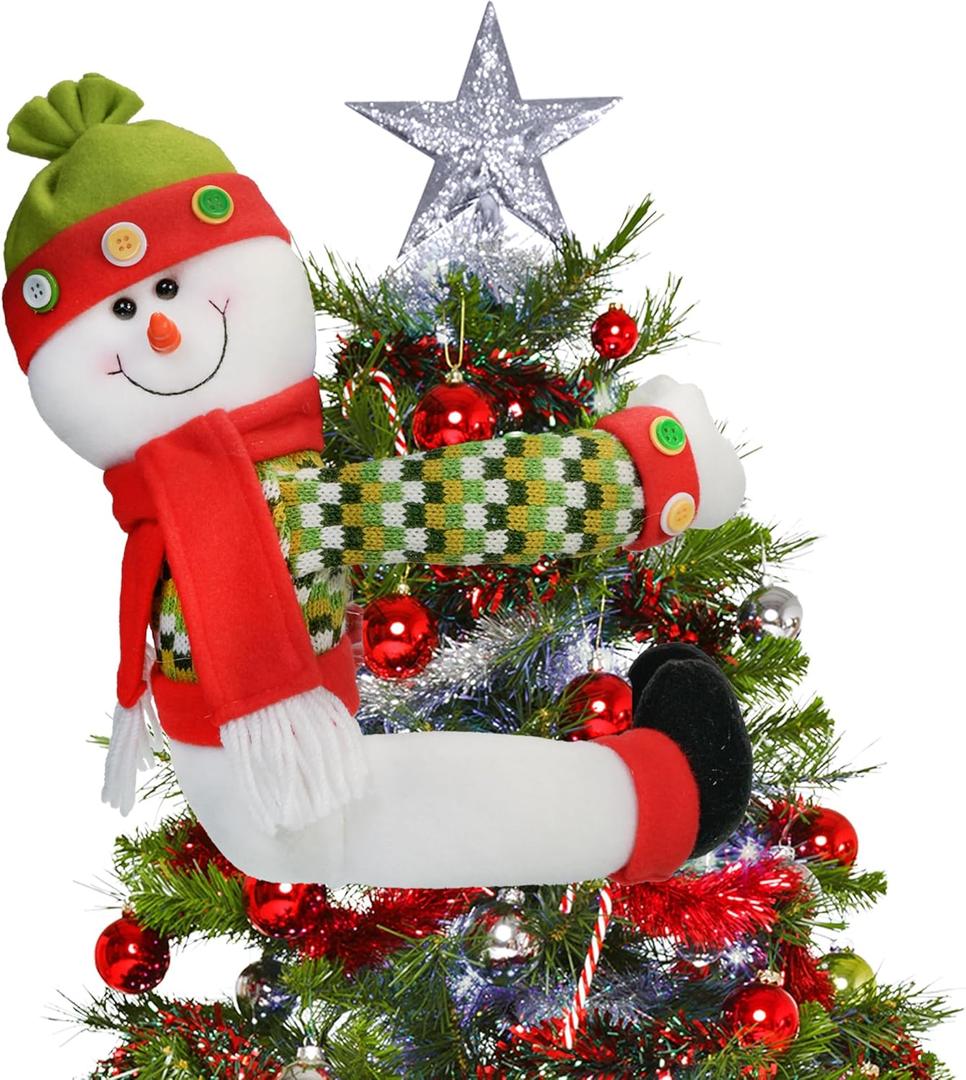Christmas Tree Topper Snowman, Unique Holiday Xmas Decorations Christmas Trees Hugger Wine Bottle Home Curtain Ornaments Party Decor Funny Home Decor
