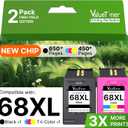 68XL Ink Cartridges Black & Color Combo Pack for HP Ink 68 68XL 68 XL Replacement for HP 68XL 68 Ink Cartridges Compatible with Envy 6155e 6555e 6152e 6552e 6558e 6165e (2 Pack, 1 Black, 1 Tri-Color)