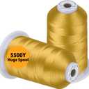 Simthread Embroidery Thread 5500 Yards Gold 214, 2 Huge Spools 40wt Polyester for Brother, Babylock, Janome, Singer, Pfaff, Husqvarna, Bernina Machine