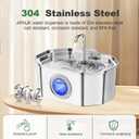 Cat Water Fountain Stainless Steel 108oz/3.2L, APAUK Automatic Pet Fountain Dog Water Dispenser with Water Level Window, Quiet Cat Fountain for Drinking, Inside with Replacement(1 Filter&1 Sponge)