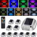 VOLISUN Solar Driveway Lights Dock Deck Lights with Remote 12 Pack,9 Colors in 1 Led IP67 Waterproof Outdoor Warning Step Lights for Driveway Sidewalk Pathway RGB