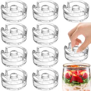 9 Pack Fermentation Weight with Easy Grip Handle, Glass Fermentation Kit, Fermentation Lids for Wide Mouth Mason Jars, Pickle