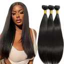 20 20 20 Inch Straight Bundles Human Hair 3 Bundles Brazilian Remy Hair 50 Grams/Bundle 10A Grade Unprocessed Virgin Hairs #1B Natural Black Color Straight Bundle Weaves Hair Extensions
