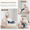 HUGHEAVEN Big Bean Bag Chair for Adults, Giant Oversized Bean Bag Couch, Comfy Reading Chair with Armrests, Soft Cozy Chair for Bedroom, Lounge Sofa for Gaming, Napping & Relaxing, Beige