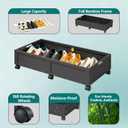 WISUCART Wood Under Bed Storage Containers Underbed Organizer with Wheels Sturdy Wood Rolling Under Bed Shoe Storage Organizer 2 Packs (Black, Large)