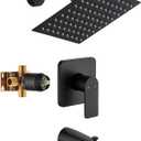 Black Tub Shower Faucet Set Complete with 8-Inch Rainfall Shower Head and Tub Spout Included Shower Valve Tub Shower Trim Kit Matte Black