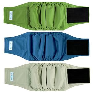 Paw Legend Washable Dog Belly Band Wrap Diapers for Male Dog | High Absorbing Puppy & Doggy Diapers Male (3 Pack,Army,Grey,Navy,Small)