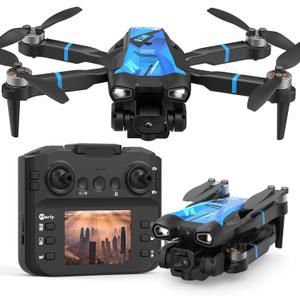 M18LCD Drone with 4K Camera for Adults Drone with Screen on Controller Brushless Motor Optical Flow Positioning Headless Mode One Key Takeoff/Landing RC Quadcopter for Beginners Adults Gifts