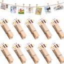 Amosfun 50Pcs Mini Wooden Clothespins 1.57 Inch Small Wood Clips with Jute Twine for Hanging Photos Tags Crafts and Home D Cor