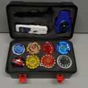 BUPASAK Battle Set with Portable Box, 12 Light Ignite Spinning Tops, 2 Launchers and 1 Girp, Metal Fusion Type, Birthday Gift Boys Toy for 6+ Year Old